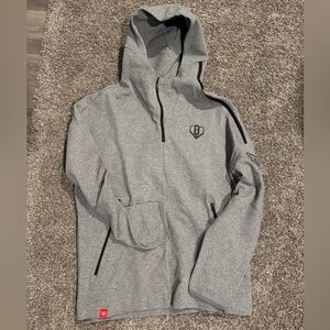 Gray Hooded 1/4 zip baseball lifestyle Jacket- size xl